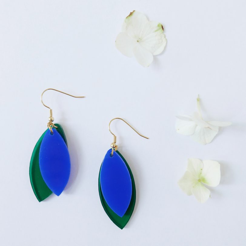 Bica orecchini pendenti foliage verde blu