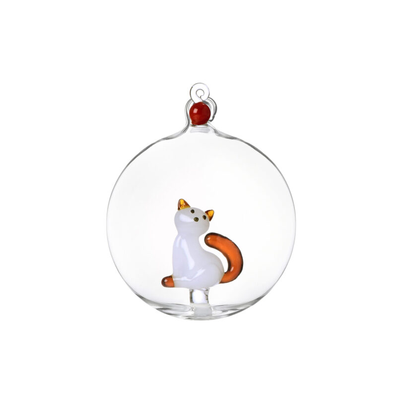 TABBY CAT Palla christmas ball White cat with amber tailBerry