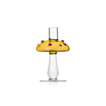 ALICE Candle holder Amber mushroom with red dots