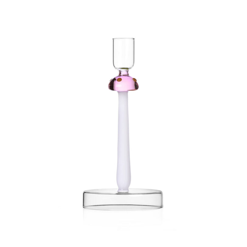 ALICE Candle holder Pink mushroom with red dots